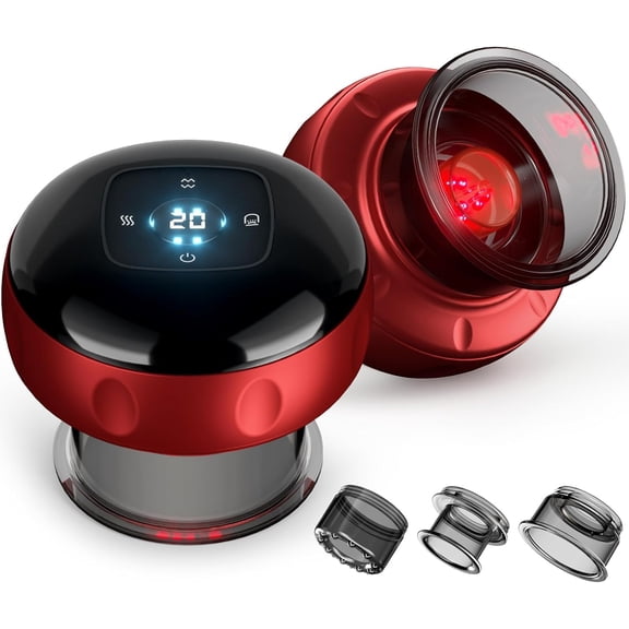 2 Pack Smart Cupping Massager,TTOOGO Electric Cupping Massage Set with Red Light Heat Therapy, 12 Level Suction Body Massage Cups for Neck Back Shoulder Muscle Relaxation