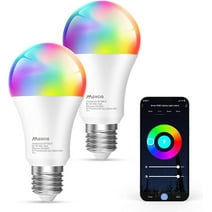 2 Pack Smart Light Bulb, WiFi & Bluetooth Smart Bulbs Work with Alexa & Google Home, A19 E26 RGBCW Dimmable Color Chaning Bluetooth Control Timer Music Sync