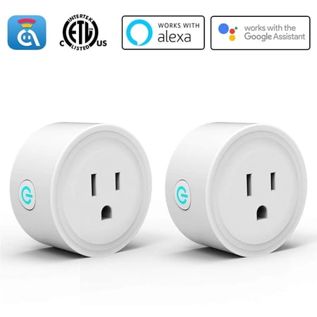2 Pack Smart Plugs Wi-Fi Outlet Work with Alexa/Google Home/Smart Life Timer ON/Off Plug Schedule Built-in App Mini Wireless Socket No Hub Required