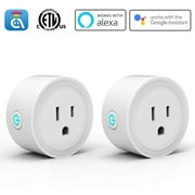 2 Pack Smart Plugs Wi-Fi Outlet Work with Alexa/Google Home/Smart Life Timer ON/Off Plug Schedule Built-in App Mini Wireless Socket No Hub Required