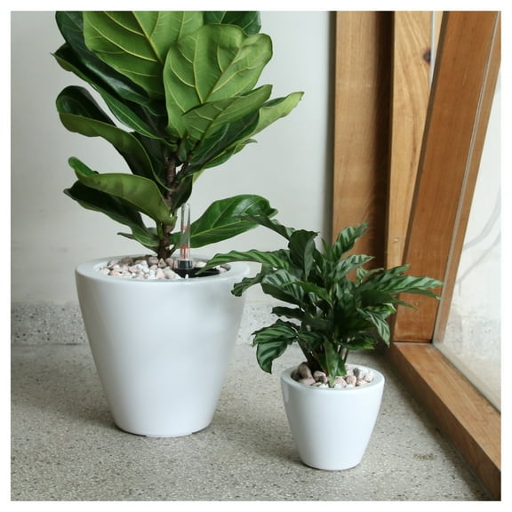 2-Pack Smart Self-watering Planter Pot for Indoor and Outdoor - White - Round Cone