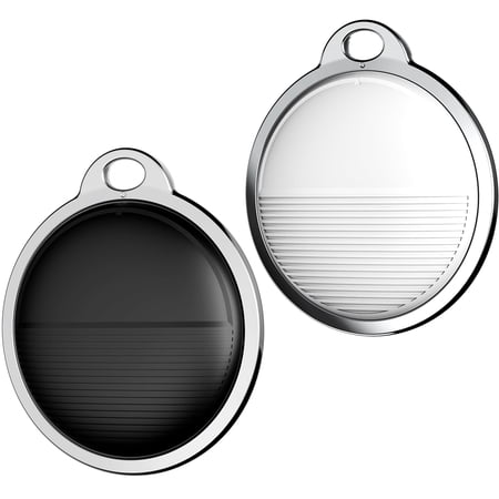 2-Pack Smart Tracker | Bluetooth Luggage Tracker Works with Apple Find My (iOS Required), Keys Finder and Item Locator for Luggage, Backpack, Pets & Car | Replaceable Battery (Black+White)