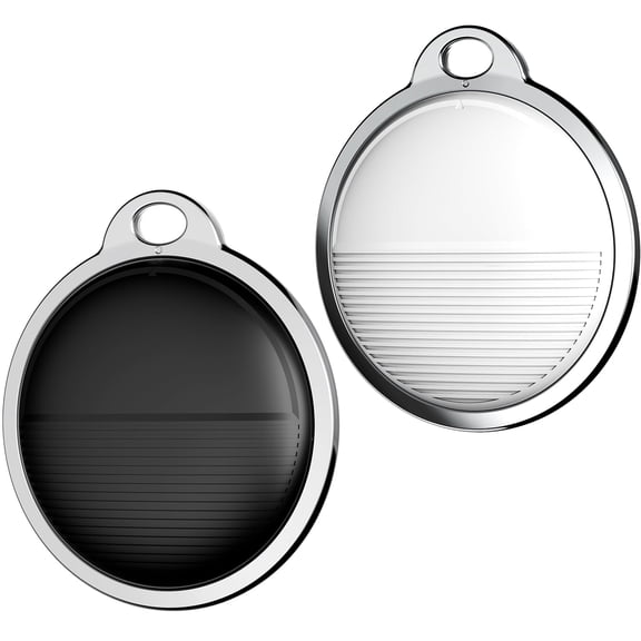 2-Pack Smart Tracker | Bluetooth Luggage Tracker Works with Apple Find My (iOS Required), Keys Finder and Item Locator for Luggage, Backpack, Pets & Car | Replaceable Battery Black+White