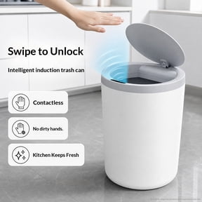 2 Pack Smart Trash Can, Motion Sensor Touchless Automatic Garbage Can, Waterproof ABS Plastic, Slim Wastebasket for Bathroom Kitchen Office