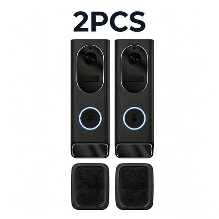 2-Pack Smart Video Doorbell Camera, 2.4G WiFi 1080P HD Security Doorbell, Radar Human & Package Detection, Night Vision, 2-Way Talk, IP65 Waterproof
