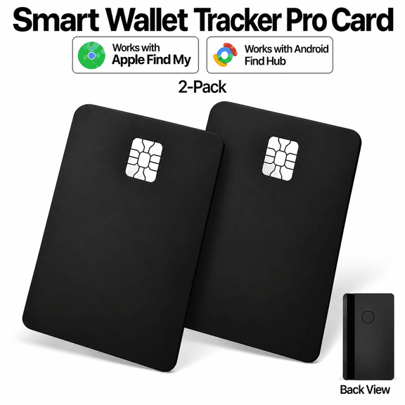 2 Pack Smart Wallet Tracker Cards, Ultra-Thin Bluetooth Item Finders for iOS & Android, Apple Find My & Android Find Hub Compatible, Wireless Charging Wallet Locators, IP68 Water Resistant