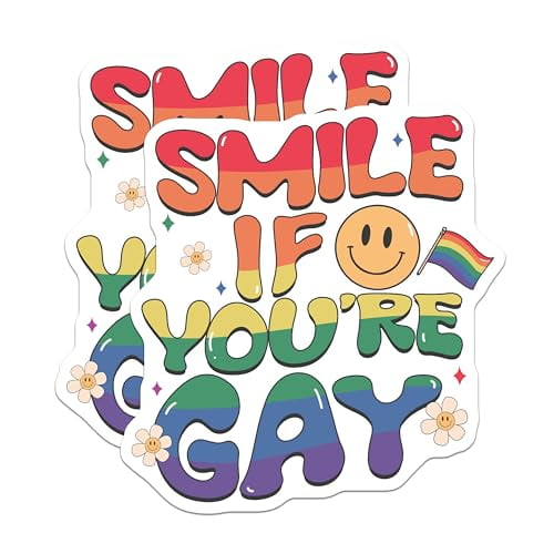 (2 Pack) Smile If You're Gay Magnets - LGBTQ Pride - Rainbow Flag - Equality Statement - 5" On Longest Side - for Cars, Fridges, Toolboxes - Made in USA - MAG6530
