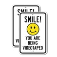 thumbnail image 1 of (2 Pack) Smile! You Are Being Videotaped | 18" X 24" Heavy-Gauge Aluminum Sign | Rust Free Aluminum, Weather Resistant, Waterproof, Fade Resistant, 2 Pre-drilled Holes, 1 of 4