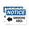 thumbnail image 1 of (2 Pack) Smoking Area [Left Arrow] Sign, 1 of 7