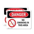 thumbnail image 1 of (2 Pack) No Smoking In This Area OSHA Danger Sign 18 Inch X 12 Inch Vinyl Label Decal Sticker Weather Resistant, UV Protected for Workplace, Business, and Construction Site, Made in the, 1 of 7