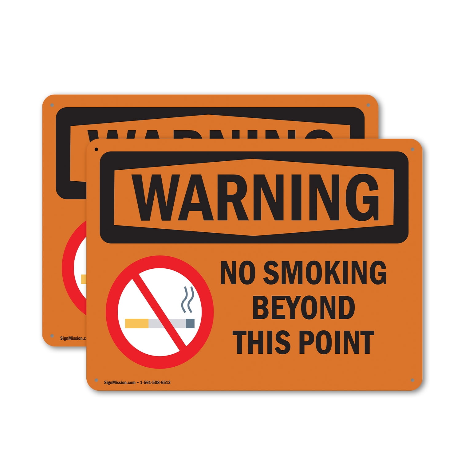 (2 Pack) No Smoking Beyond This Point OSHA Warning Sign 18 Inch X 12 ...