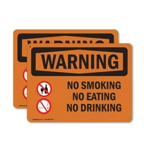 (2 Pack) No Smoking No Eating No Drinking OSHA Warning Sign 14 Inch X 10 Inch Plastic Sign, Weather Resistant, UV Protected for Workplace, Business, and Construction Site, Made in the