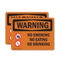 thumbnail image 1 of (2 Pack) No Smoking No Eating No Drinking OSHA Warning Sign 5 Inch X 3.5 Inch Vinyl Label Decal Sticker Weather Resistant, UV Protected for Workplace, Business, and Construction Site,, 1 of 7