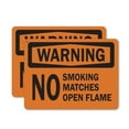 thumbnail image 1 of (2 Pack) No Smoking Matches or Open Flame OSHA Warning Sign 10 Inch X 7 Inch Indoor / Outdoor Rust-Free Aluminum Metal Signs for Workplace, Workshop, and Construction Site, Made in the, 1 of 8