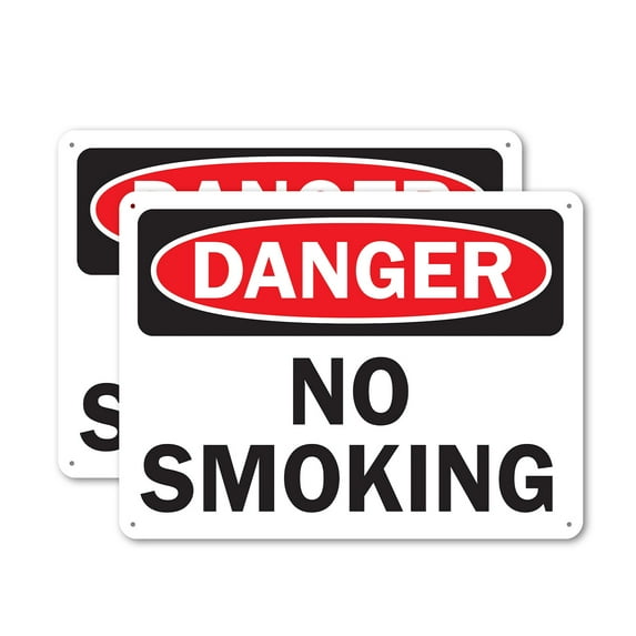 (2 Pack) No Smoking OSHA Danger Sign 10 Inch X 7 Inch Plastic Sign, Weather Resistant, UV Protected for Workplace, Business, and Construction Site, Made in the USA