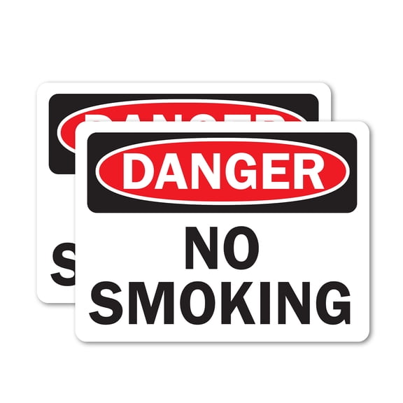 (2 Pack) No Smoking OSHA Danger Sign 5 Inch X 3.5 Inch Vinyl Label Decal Sticker Weather Resistant, UV Protected for Workplace, Business, and Construction Site, Made in the USA