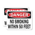 thumbnail image 1 of (2 Pack) No Smoking Within 50 Feet OSHA Danger Sign 10 Inch X 7 Inch Indoor / Outdoor Rust-Free Aluminum Metal Signs for Workplace, Workshop, and Construction Site, Made in the USA, 1 of 8
