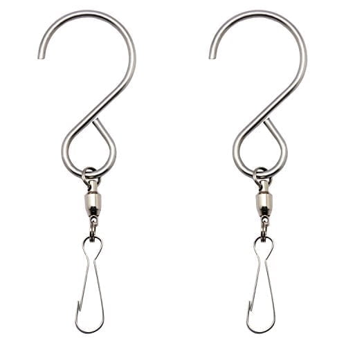 2-Pack Smooth Spinning Swivel Clips Hanging Hooks For Wind Chime Mobile Spinner Hangers Crystal Twister Rotating Display S Hooks( 3.2 inches Long)