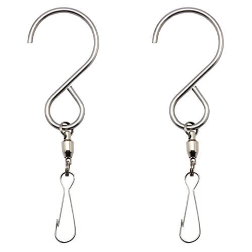 2-Pack Smooth Spinning Swivel Clips Hanging Hooks For Wind Chime Mobile Spinner Hangers Crystal Twister Rotating Display S Hooks( 3.2 inches Long)