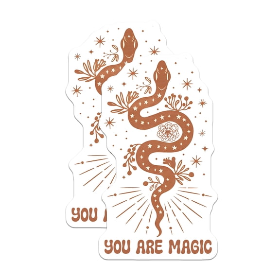 (2 Pack) Snake Magic Stickers - Mystical Serpent - You Are Magic Decals - 5" On Longest Side - Sticks to Smooth Flat Surfaces - Made in USA - BMCS17343