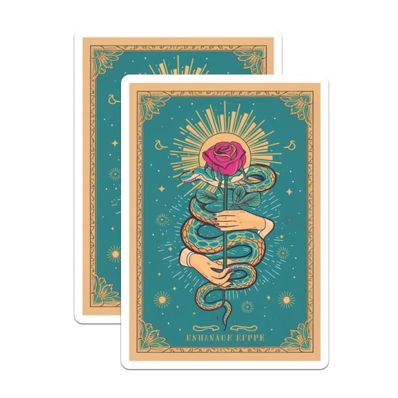 (2 Pack) Snake Rose Hands Stickers - Mystical Serpent Rose Botanical Art - Esoteric Celestial Occult Decals - 5" On Longest Side - Sticks to Smooth Flat Surfaces - Made in USA - BMCS21114