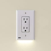 2 Pack - SnapPower GuideLight 2 for Outlets [New Version - LED Light Bar] - Night Light - Electrical Outlet Wall Plate With LED Night Lights - Automatic On/Off Sensor - (Decor, White)