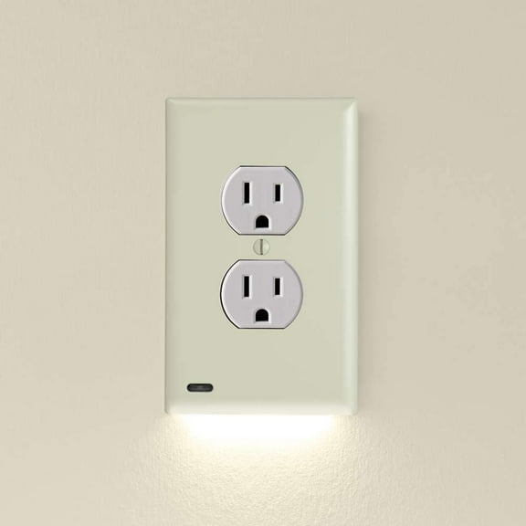 2 Pack - SnapPower GuideLight 2 for Outlets [New Version - LED Light Bar] - Night Light - Electrical Outlet Wall Plate with LED Night Lights - Automatic On/Off Sensor - (Duplex, Ivory)