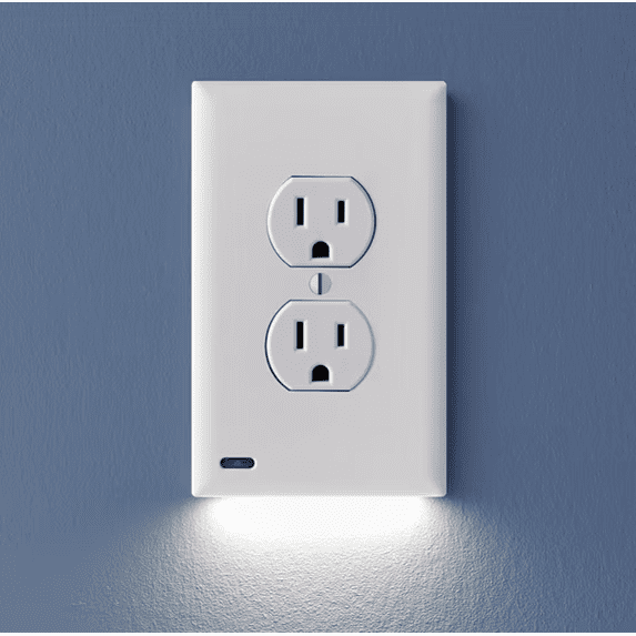 2 Pack - SnapPower GuideLight 2 for Outlets [New Version - LED Light Bar] LED Night Lights - Automatic On/Off Sensor - (Duplex, White)