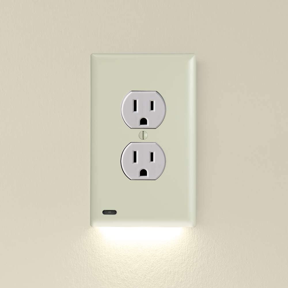 Ivory LED Electrical Outlet Wall Plate with Night Light