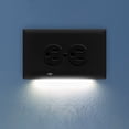 thumbnail image 1 of 2 Pack - SnapPower GuideLight 2 PLUS - LED Bright/Dim/Off Light Sensor Night Light - Electrical Outlet Wall Cover Plate For Horizontal Outlets (Duplex, Black), 1 of 6