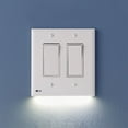 thumbnail image 1 of 2 Pack - SnapPower SwitchLight [for Double-Gang Light Switches] - Light Switch Wall Plate with Built-in LED Night Lights - Bright/Dim/Off Options - Auto On/Off Sensor - (Rocker, White), 1 of 6