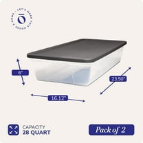 2-Pack Snaplock  Plastic Storage Bins, 28 Quart, Stackable Gray Containers for Home Office Garage Bathroom