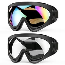 2-Pack Snow Ski Goggles, Snowboard Goggles W/ UV Protection Foam Anti-Scratch Dustproof, Lightweight&Wide View, Winter Snow Sports Goggles for Men, Women, Youth, Kids, Boys or Girls, Helmet Compatible