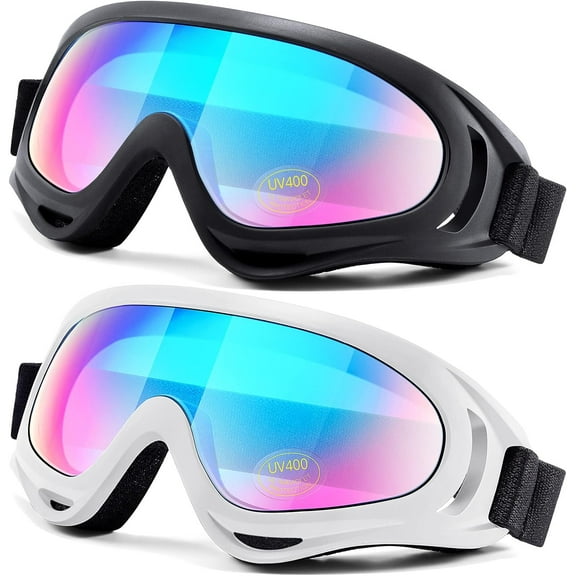2-Pack Snow Ski Goggles, Snowboard Goggles for Kids, Teens, Youth, Adults