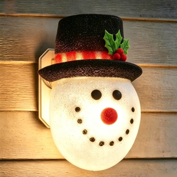 2 Pack Snowman Head Light Cover Holiday & Christmas Decorations, Christmas Porch Light Covers for Winter Xmas Porch Garage Front Door Hanging Decor