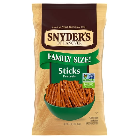 2 Pack - Snyder's Of Hanover Pretzel Sticks Family Size 16 oz Package May Vary