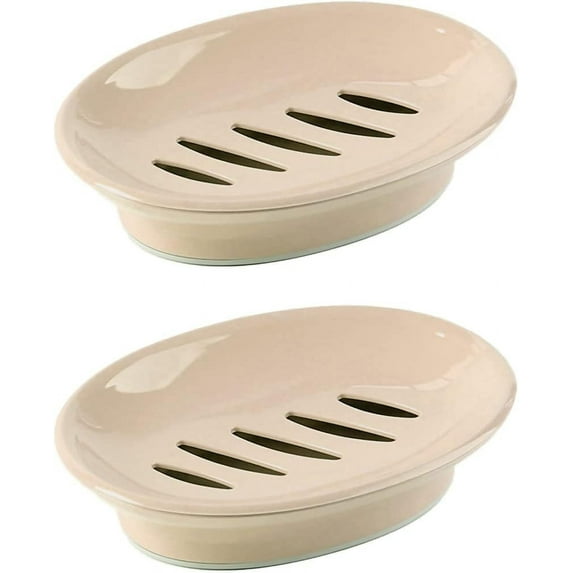 2 Pack Soap Dish with Drain Soap Holder, Easy Cleaning Soap Saver Dry Stop Mushy Soap Tray for Shower Bathroom Kitchen