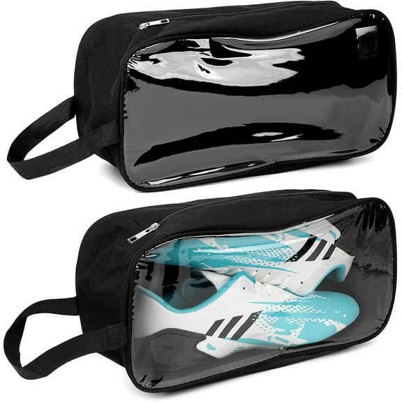2 Pack Soccer Shoe Carrying Bag, Soccer Cleats Storage Bag, Fit Up to US Men Size 13 Soccer Shoes, Compact Soccer Boots Duffle Bag with Water Resistant Design (Black)