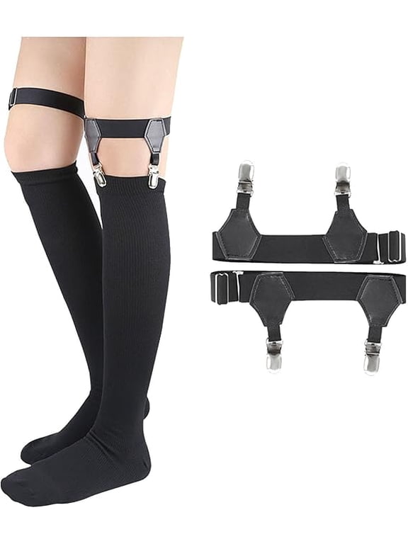 2 Pack Sock Suspenders Stays Adjustable Non-Slip Clips for Men Women Sock Holders