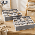 thumbnail image 1 of 2 Pack Sock Underwear Drawer Organizer Dividers, 24Cell Fabric Foldable Dresser Organizer for Closet Organizers and Storage Boxes for Organizing Socks, Underwear, Ties, 1 of 8