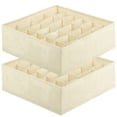 thumbnail image 1 of 2 Pack Sock Drawer Organizer Dividers, 48 Cell Fabric Foldable Sock Storage for Closet Organizers and Storage Boxes for Underwear, Ties Beige, 1 of 6