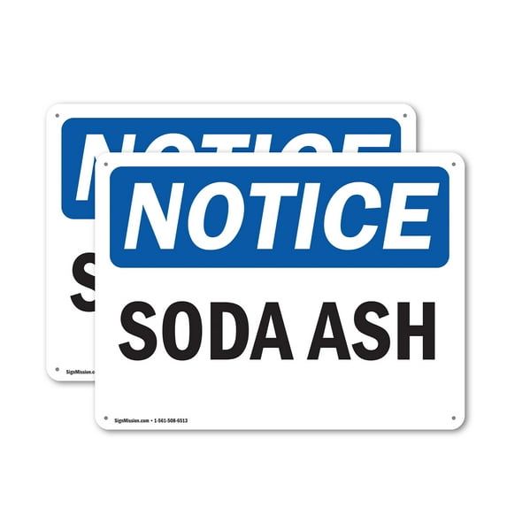 (2 Pack) Soda Ash OSHA Notice Sign 18 Inch X 12 Inch Indoor / Outdoor Rust-Free Aluminum Metal Signs for Workplace, Workshop, and Construction Site, Made in the USA
