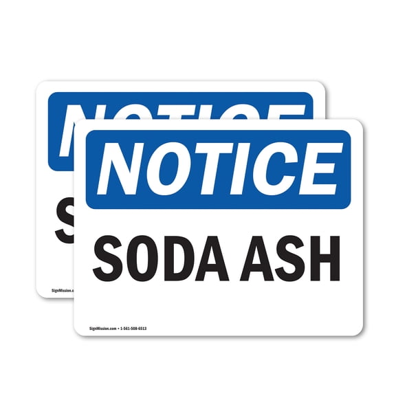 (2 Pack) Soda Ash OSHA Notice Sign 5 Inch X 3.5 Inch Vinyl Label Decal Sticker Weather Resistant, UV Protected for Workplace, Business, and Construction Site, Made in the USA