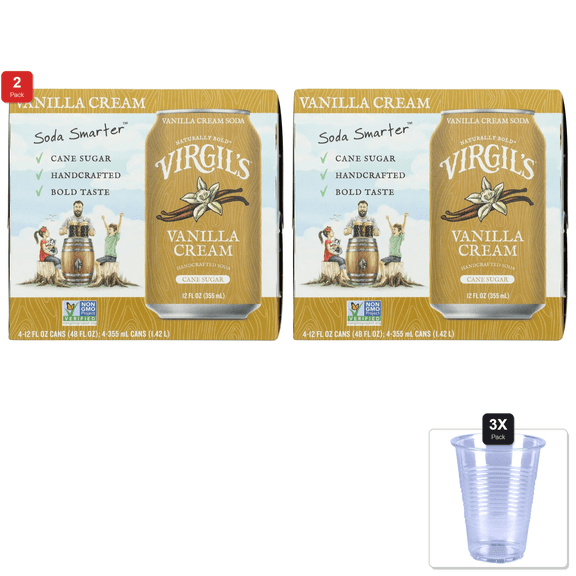 2 Pack | Soda Van Cream 4Pk Cans & 3x 9oz Disposable Plastic Cups