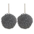 thumbnail image 1 of 2 Pack Soft Chenille Hand Drying Puff Towel Balls, Fuzzy Ball Towel Quick Dry, Creative Decorative Hand Bath Towel Set for Bathroom Kitchen - Dry Your Hand Instantly, Gray, 1 of 4