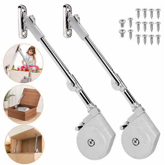 2 Pack Soft Close Adjustable Tension Hinges, Slow Down Silent Lift Up Flip Door Hinges for Wooden Box, Toy Box, Cedar Storage Chest, Trunk and Bench
