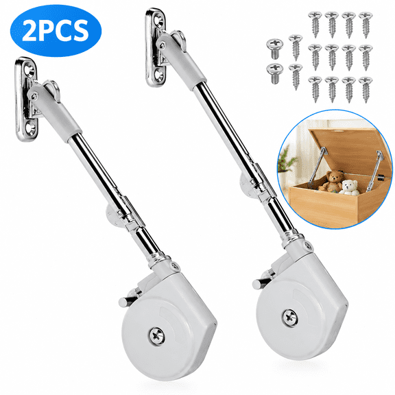 2 Pack Soft Close Adjustable Tension Hinges, Slow Down Silent Lift Up Flip Door Hinges for Wooden Box, Toy Box, Cedar Storage Chest, Trunk and Bench