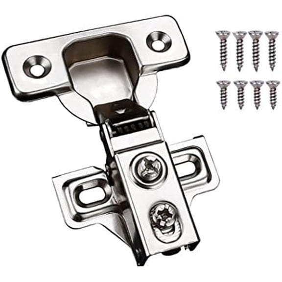 2 Pack Soft Close Cabinet Door Hinges for 1/2" Partial Overlay Cupboard, 100 Degree Opening Angel, Stainless Concealed Kitchen Cabinet Hinges with Mounting Screws and Manual