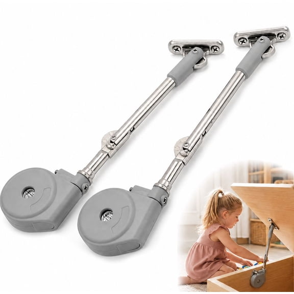 2 Pack Soft Close Lid Support Hinges, Adjustable Tension Slow Down Chest Hinges for Toy Boxes, Wooden Chests, Storage Trunks and Benches, Includes Installation Tools