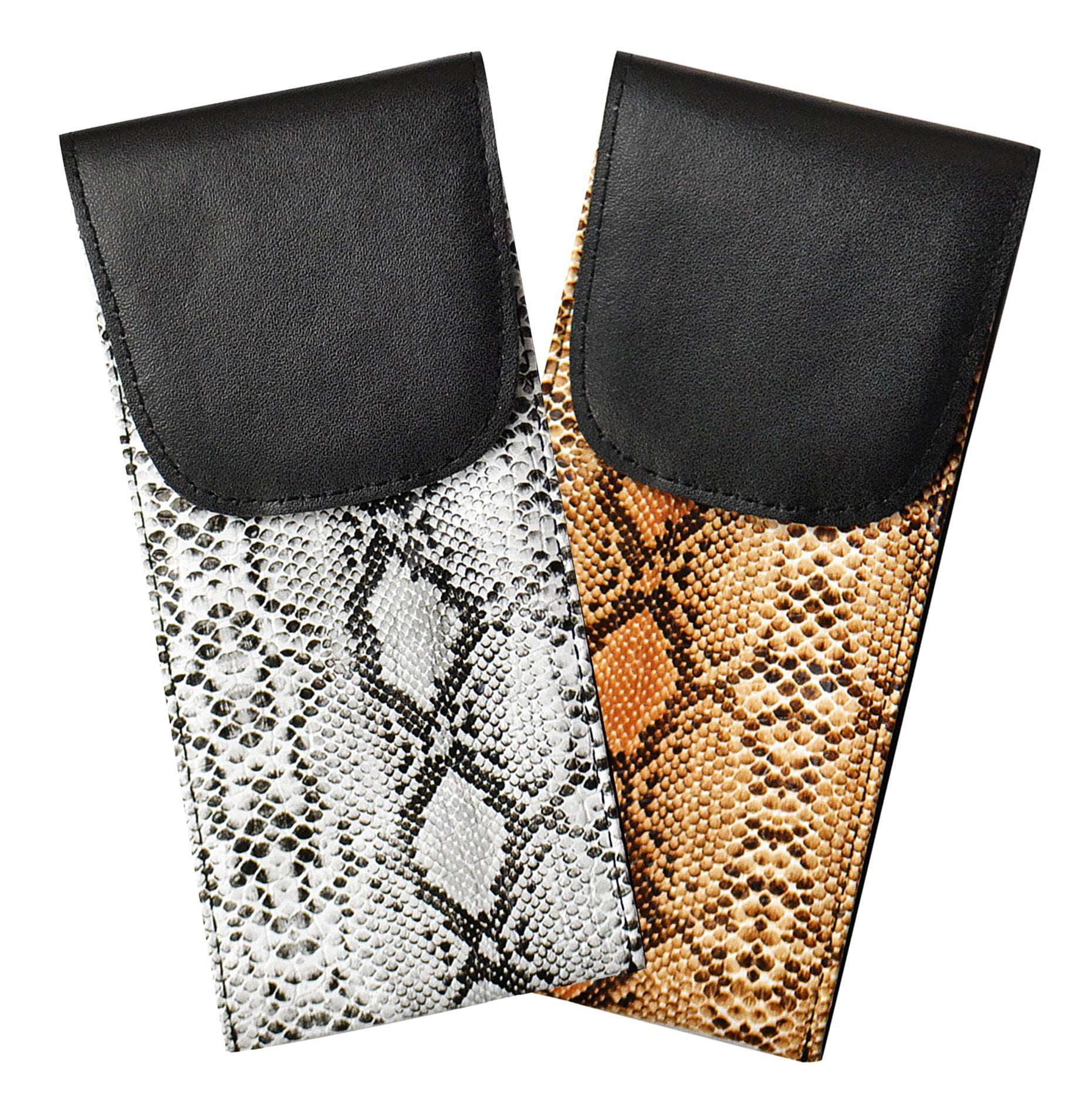 2 Pack Soft Eyeglass Case With Velcro Flap Slip In Glasses Holder For Women In Faux Snake Skin Gray Light Brown Walmart